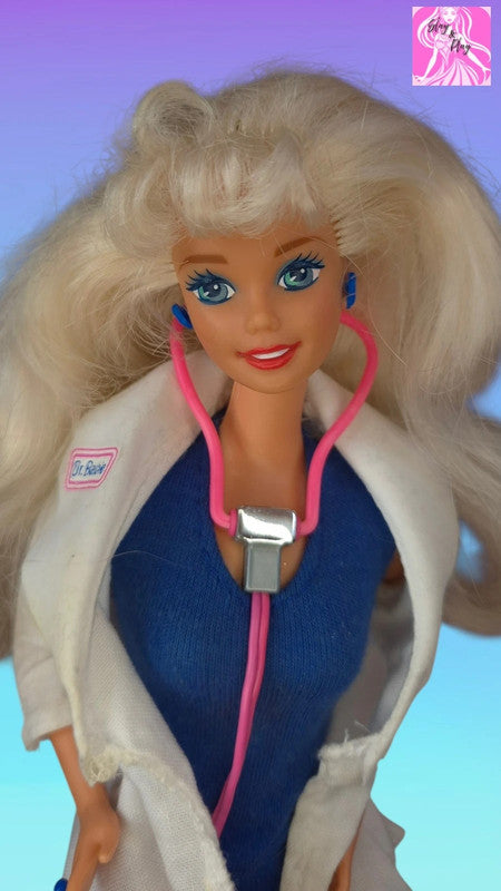 Dr. Barbie Hear Baby's Heartbeat Doll Multilingual 1993