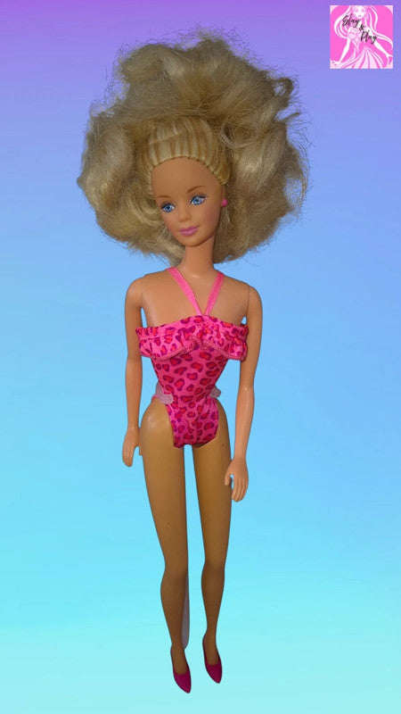 🏖️✨ 1998 Florida Vacation Barbie | 90s Leopard Print Swimsuit | Big Beach Curls ✨🏖️