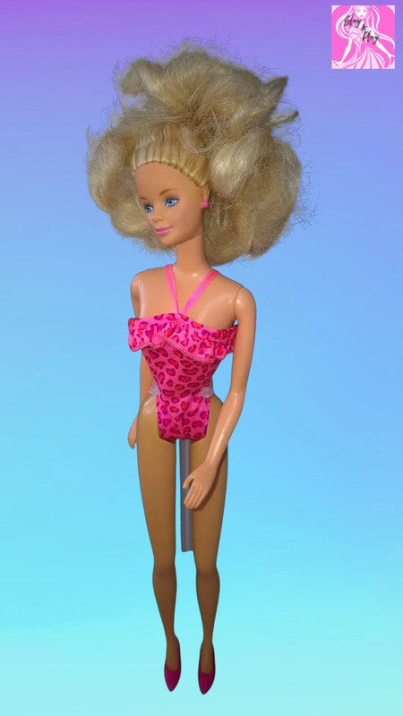 🏖️✨ 1998 Florida Vacation Barbie | 90s Leopard Print Swimsuit | Big Beach Curls ✨🏖️
