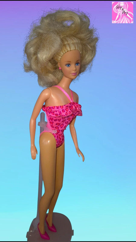 🏖️✨ 1998 Florida Vacation Barbie | 90s Leopard Print Swimsuit | Big Beach Curls ✨🏖️