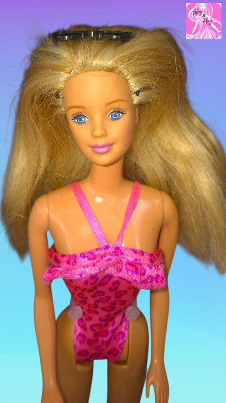 🏖️✨ 1998 Florida Vacation Barbie | 90s Leopard Print Swimsuit | Big Beach Curls &amp; Sunglasses ✨🏖️