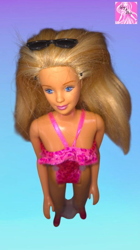 🏖️✨ 1998 Florida Vacation Barbie | 90s Leopard Print Swimsuit | Big Beach Curls &amp; Sunglasses ✨🏖️