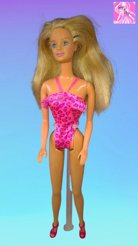 🏖️✨ 1998 Florida Vacation Barbie | 90s Leopard Print Swimsuit | Big Beach Curls &amp; Sunglasses ✨🏖️