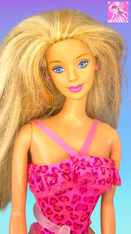 🏖️✨ 1998 Florida Vacation Barbie | 90s Leopard Print Swimsuit | Big Beach Curls ✨🏖️