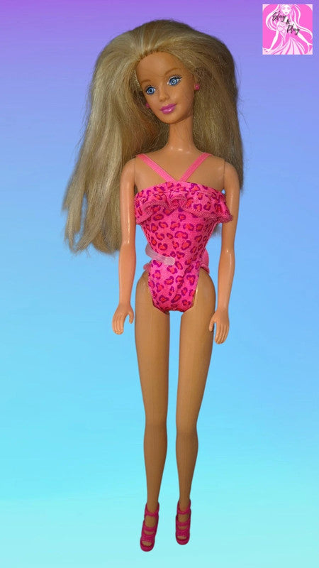 🏖️✨ 1998 Florida Vacation Barbie | 90s Leopard Print Swimsuit | Big Beach Curls ✨🏖️