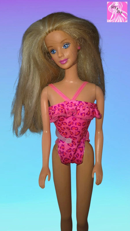 🏖️✨ 1998 Florida Vacation Barbie | 90s Leopard Print Swimsuit | Big Beach Curls ✨🏖️