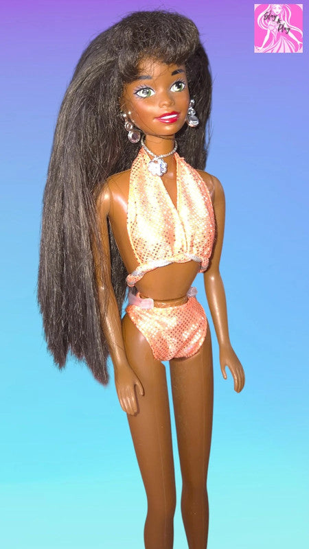 ✨🏖️ 1995 Sparkle Beach Christie | Glow Goals in Glitter | 90s Beach Queen 🏖️✨