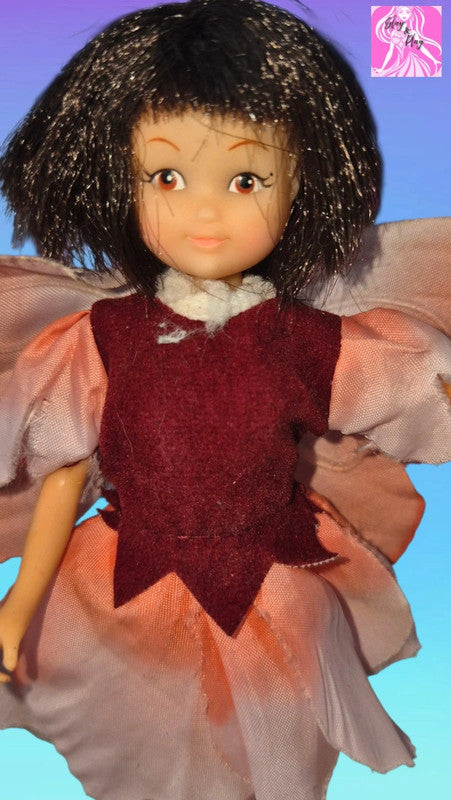 Hornby flower fairies almond blossom doll 1983 - vintage collectible burgundy & pink