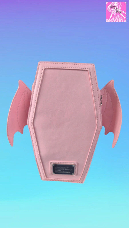 Pink Gothic Coffin Backpack with Bat Wings - Monster High Style Alternative Fashion