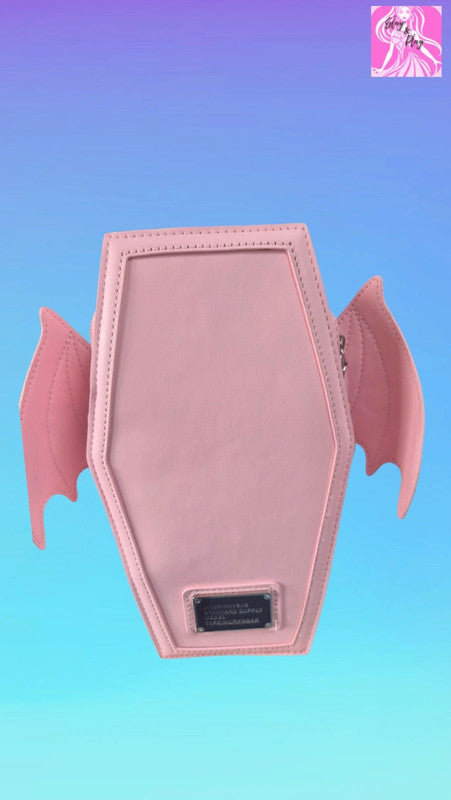 Pink Gothic Coffin Backpack with Bat Wings - Monster High Style Alternative Fashion