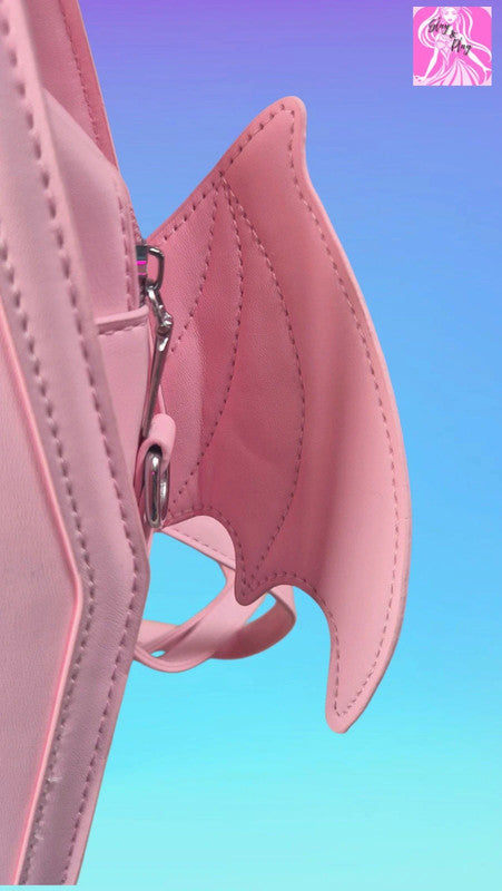 Pink Gothic Coffin Backpack with Bat Wings - Monster High Style Alternative Fashion
