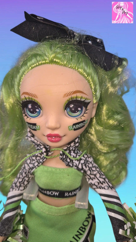 Rainbow High Cheer Fashion Doll Jade Hunter Green Themed With Pom Poms