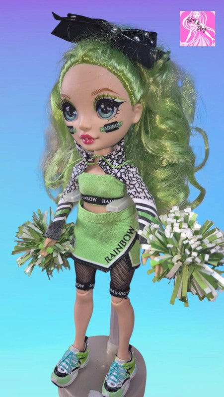 Rainbow High Cheer Fashion Doll Jade Hunter Green Themed With Pom Poms