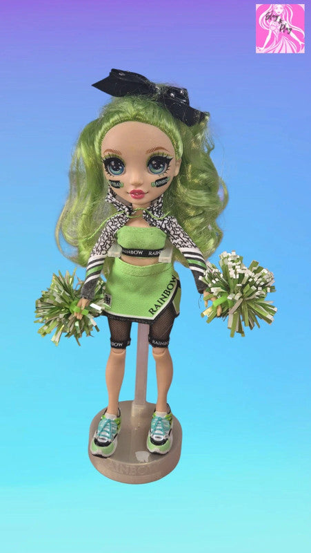 Rainbow High Cheer Fashion Doll Jade Hunter Green Themed With Pom Poms
