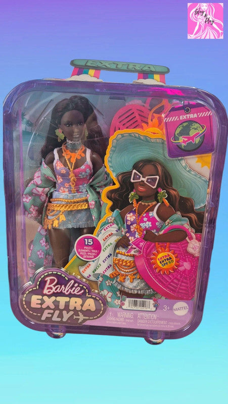 Barbie Extra Fly Beach Doll 15 Accessories HPB14 Travel Barbie New In Package