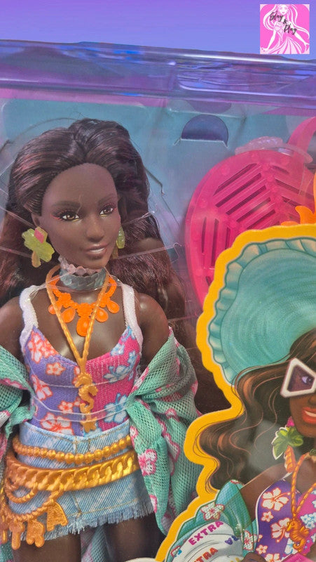 Barbie Extra Fly Beach Doll 15 Accessories HPB14 Travel Barbie New In Package