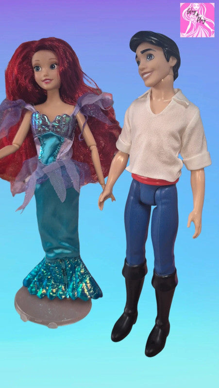 Disney Little Mermaid Ariel & Prince Eric Doll Set Great Condition