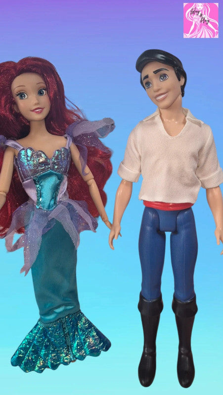 Disney Little Mermaid Ariel & Prince Eric Doll Set Great Condition