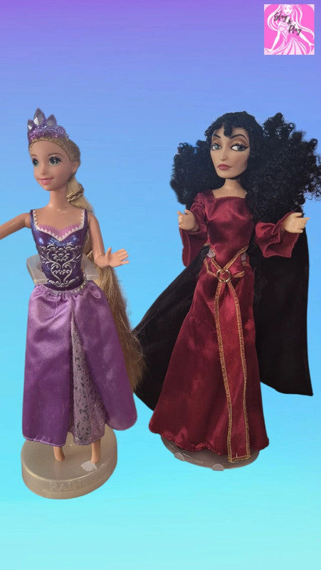 Disney Mother Gothel & Rapunzel 12" Doll Set 1st Edition Played With Condition