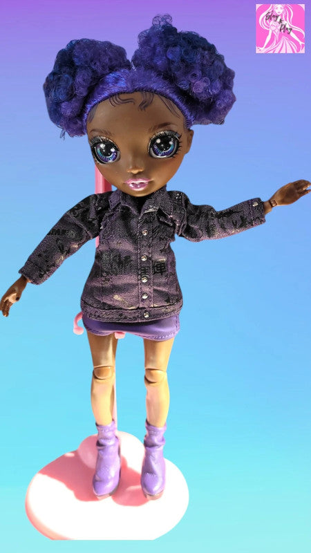 Rainbow High Junior Krystal Bailey Doll - Stunning Purple Curls - Excellent Condition